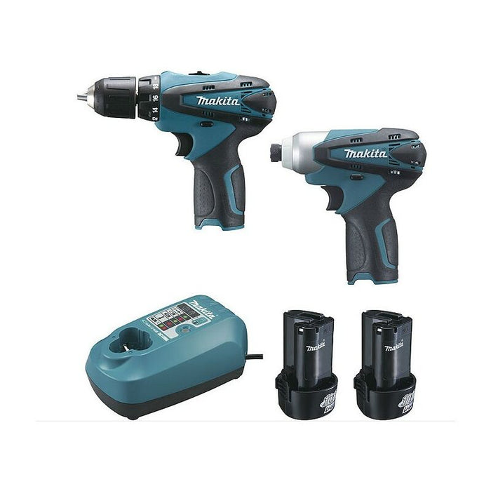 LOT MAKITA 10.8V 1.3Ah Li-Ion: DF330D-Bohrschrauber + TD090D-Schlagschrauber im MAK-PAC-Koffer - LCT204J