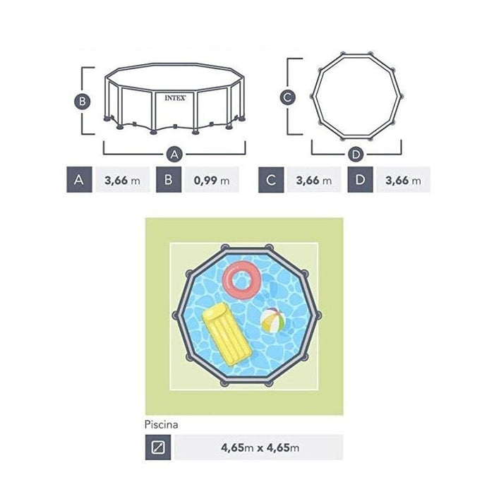 Aufstellpool INTEX Frame Pool Set Prism Rondo Ø 366 x 99 cm mit Zubehör