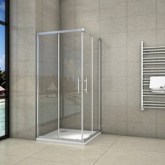 80x80x185cm Duschkabine Duschabtrennung Schiebetür 5mm ESG Glas Dusche Eckeinstieg Dusche