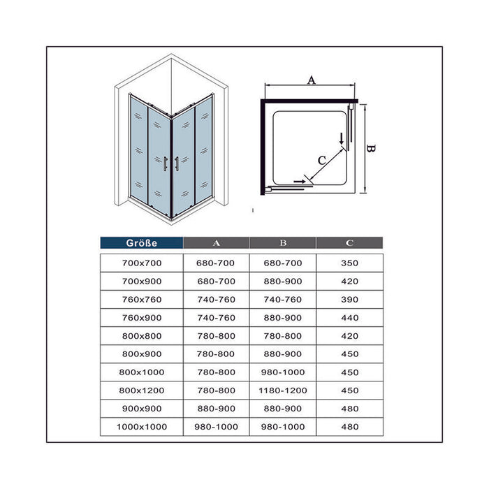 80x80x185cm Duschkabine Duschabtrennung Schiebetür 5mm ESG Glas Dusche Eckeinstieg Dusche