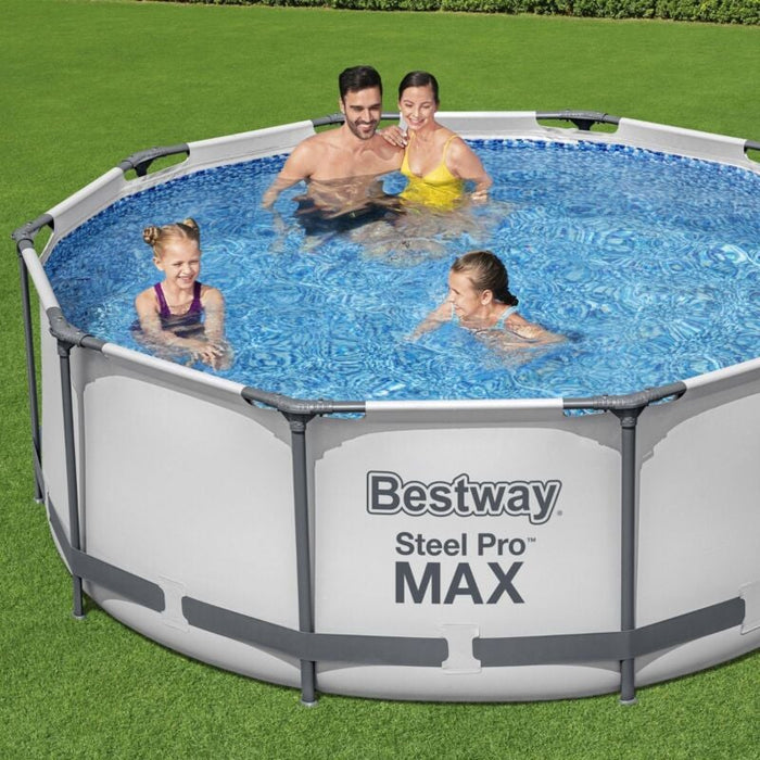 Bestway Steel Pro Max Röhren-Aufstellbecken 305x100 cm mit Leiter 76x119x163 cm Kartuschenfilter 1.249 L/H