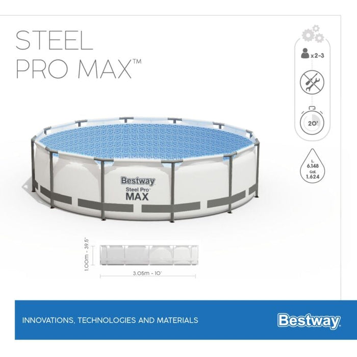 Bestway Steel Pro Max Röhren-Aufstellbecken 305x100 cm mit Leiter 76x119x163 cm Kartuschenfilter 1.249 L/H