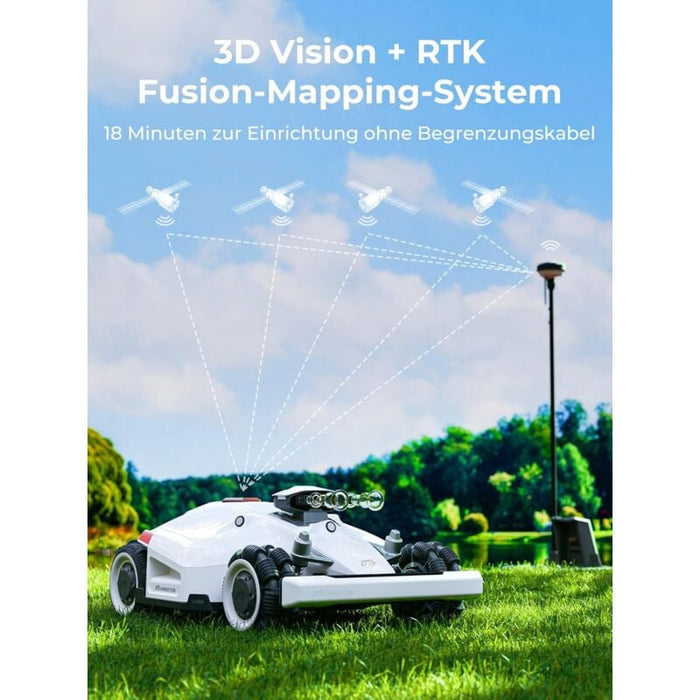 Mammotion LUBA 2 AWD 3000 Rasenmäher Roboter (2024 Version), Mähroboter ohne Begrenzungskabel für Rasenflächen bis 3000 m², 3D Vision+RTK Fusion-Mapping, 80% Steigung, Schnitthöhe 25-70mm